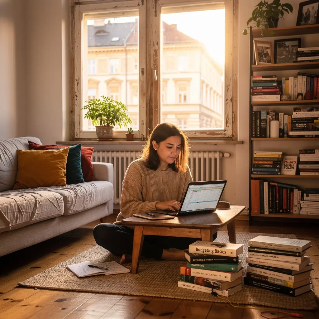 Illusztráció, amely egy egyszerű költségvetési rutint ábrázol, lépésről lépésre bemutatva a pénzgazdálkodás folyamatát.
